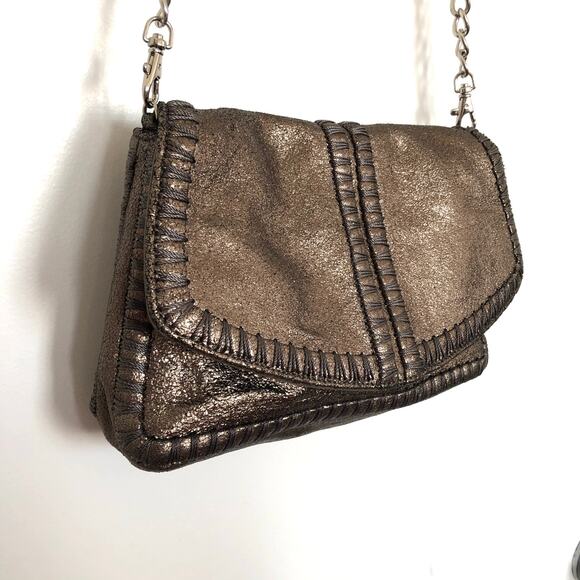 Jessica Simpson Bronze Metallic Leather Convertible Clutch Handbag Purse - Picture 1 of 7